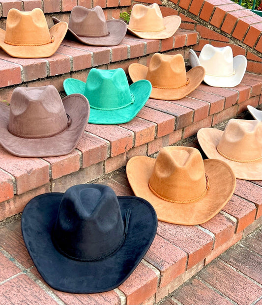 Vegan Suede Cowboy Hat Solid, Solid Cowboy Hat for Burning,, Rancher Hat, Wide Brim Hat, Hat for customization - AccessorizmeeWholesale