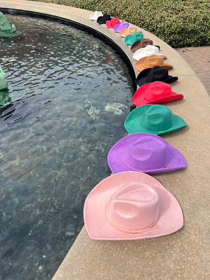 Vegan Suede Cowboy Hat Solid, Solid Cowboy Hat for Burning,, Rancher Hat, Wide Brim Hat, Hat for customization - AccessorizmeeWholesale