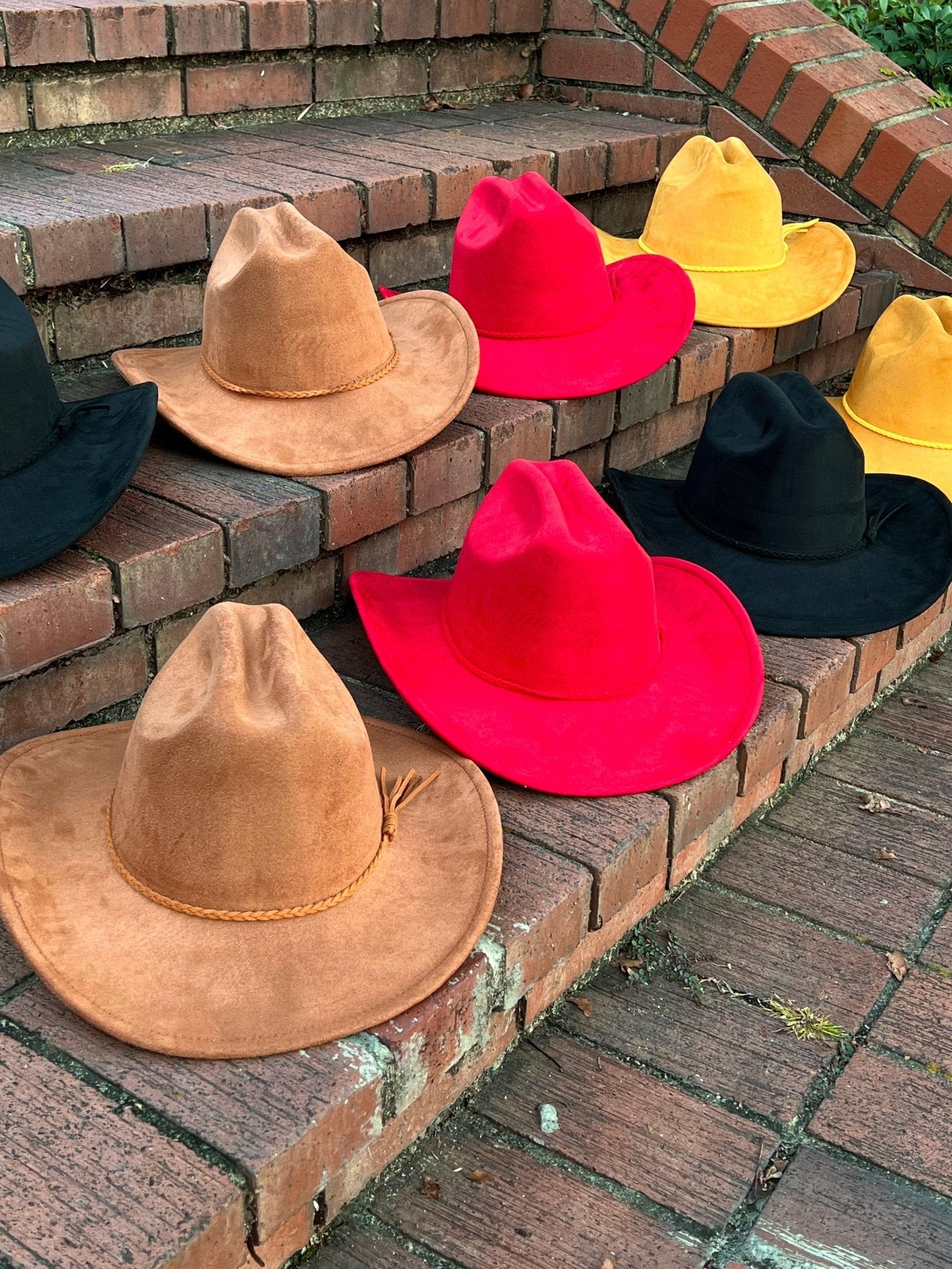 Vegan Suede Cowboy Hat Solid, Solid Cowboy Hat for Burning,Pinched Cowboy Hat, Rancher Hat, Hat for customization - AccessorizmeeWholesale