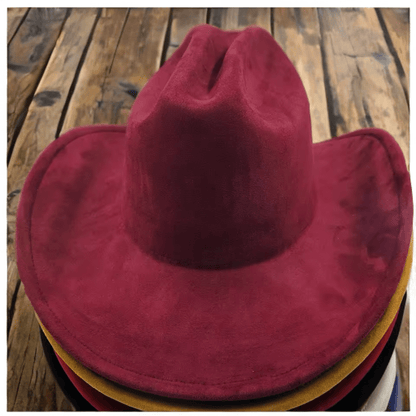 Vegan Suede Cowboy Hat Solid, Solid Cowboy Hat for Burning,Pinched Cowboy Hat, Rancher Hat, Hat for customization - AccessorizmeeWholesale