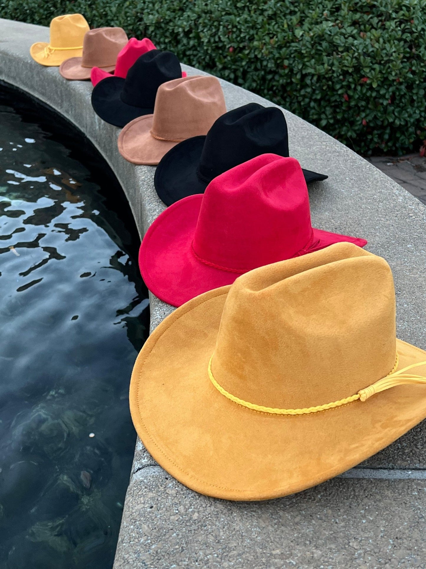 Vegan Suede Cowboy Hat Solid, Solid Cowboy Hat for Burning,Pinched Cowboy Hat, Rancher Hat, Hat for customization - AccessorizmeeWholesale