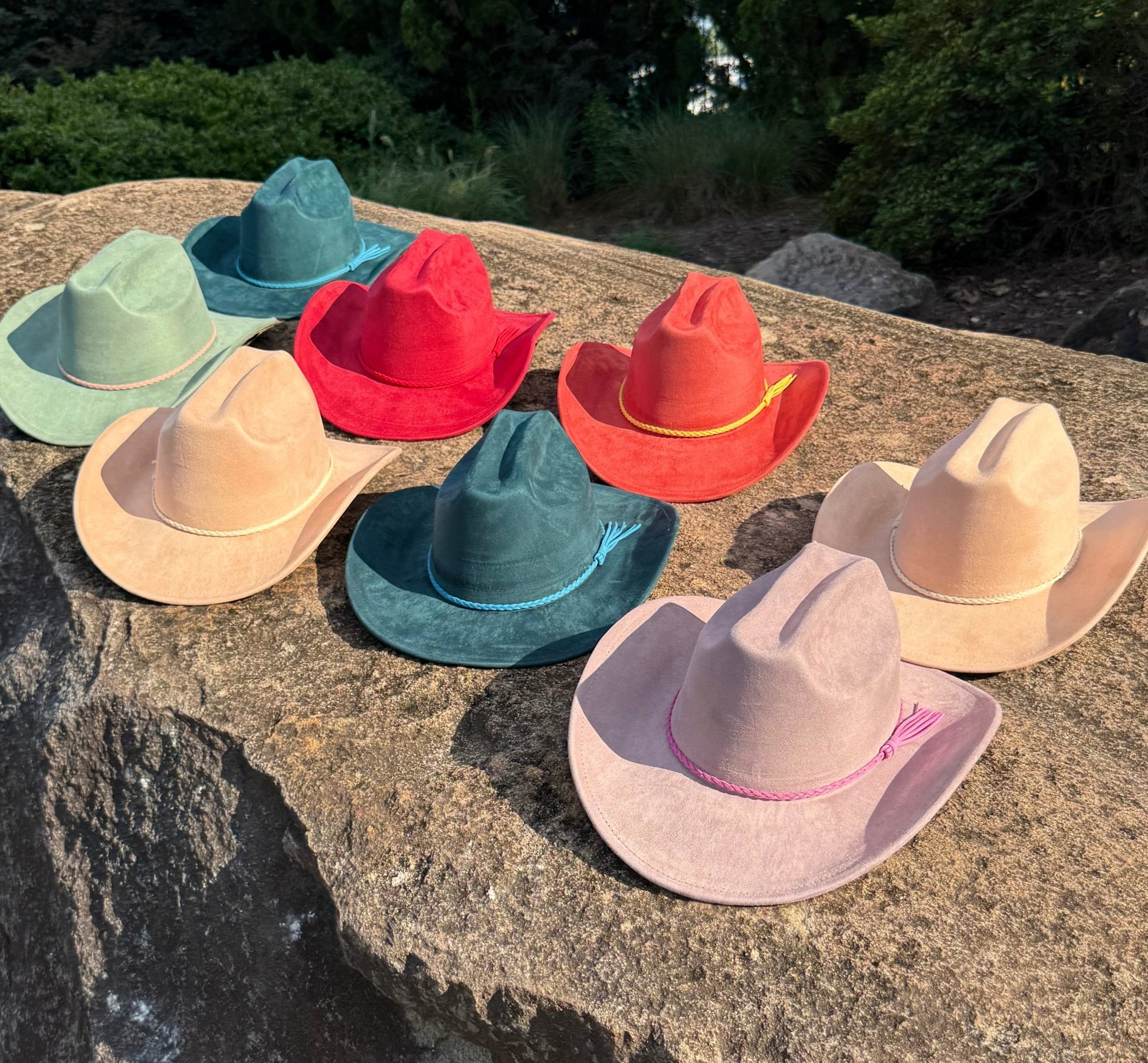 Vegan Suede Cowboy Hat Solid, Solid Cowboy Hat for Burning,Pinched Cowboy Hat, Rancher Hat, Hat for customization - AccessorizmeeWholesale