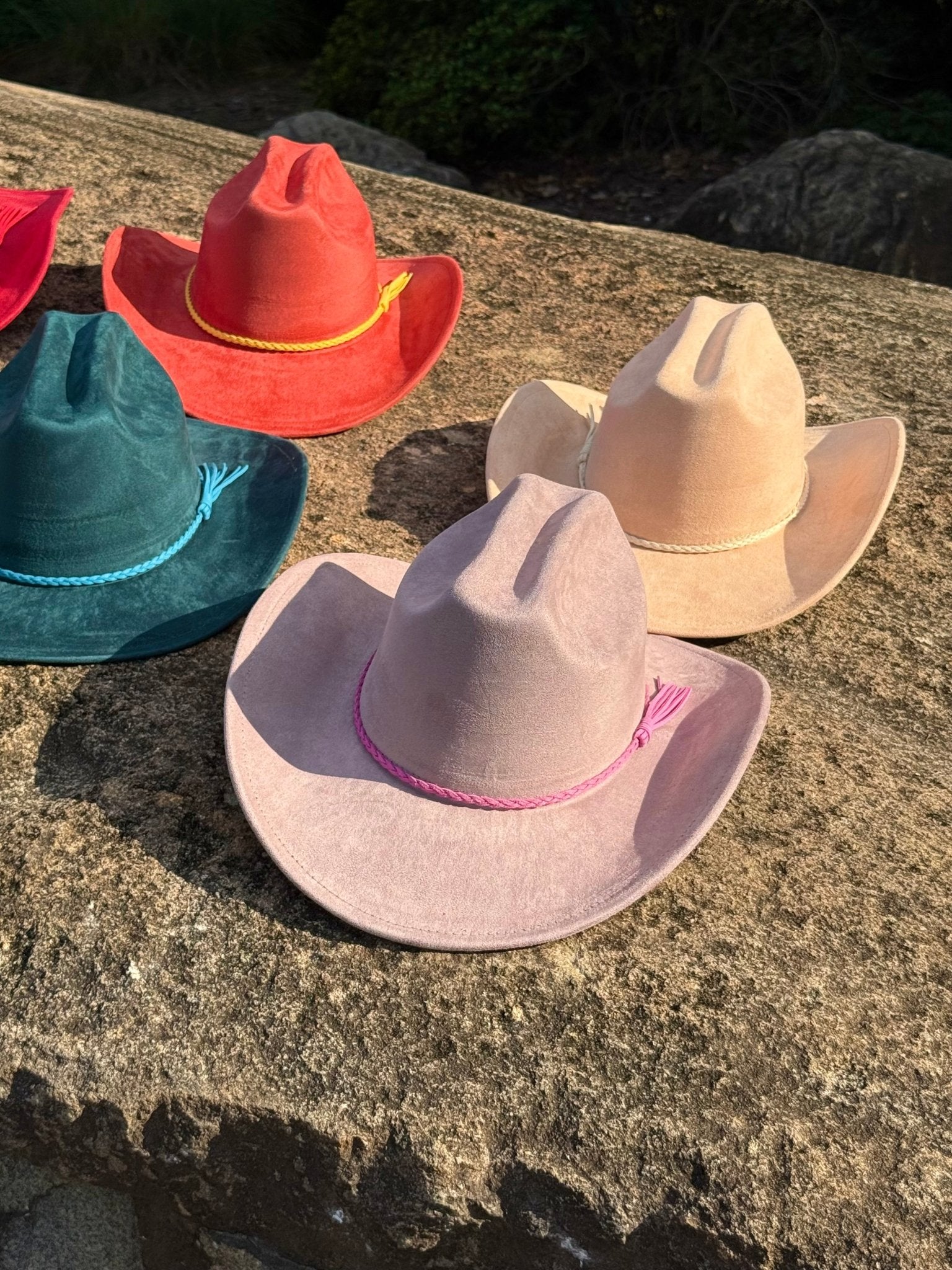 Vegan Suede Cowboy Hat Solid, Solid Cowboy Hat for Burning,Pinched Cowboy Hat, Rancher Hat, Hat for customization - AccessorizmeeWholesale