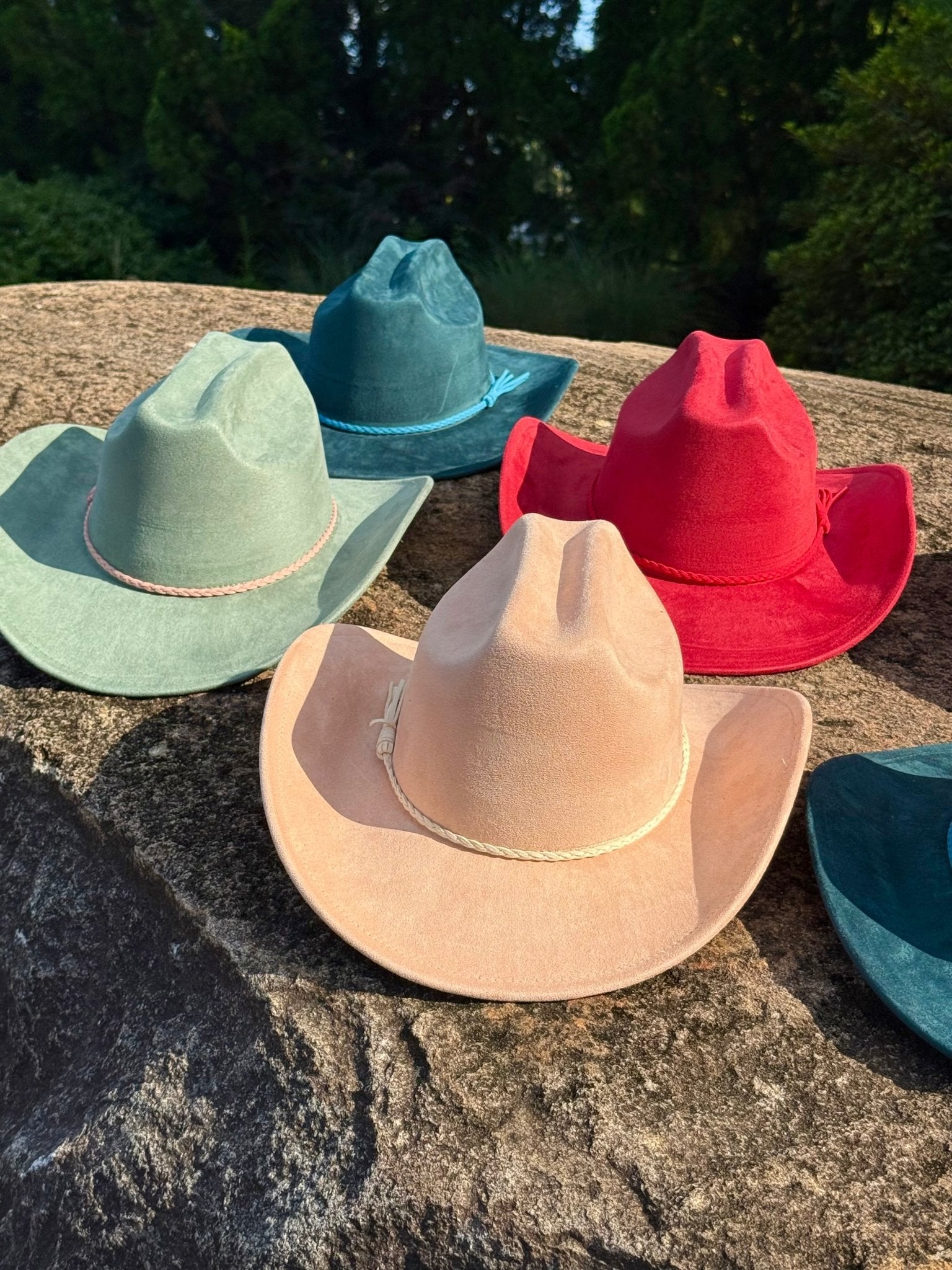 Vegan Suede Cowboy Hat Solid, Solid Cowboy Hat for Burning,Pinched Cowboy Hat, Rancher Hat, Hat for customization - AccessorizmeeWholesale