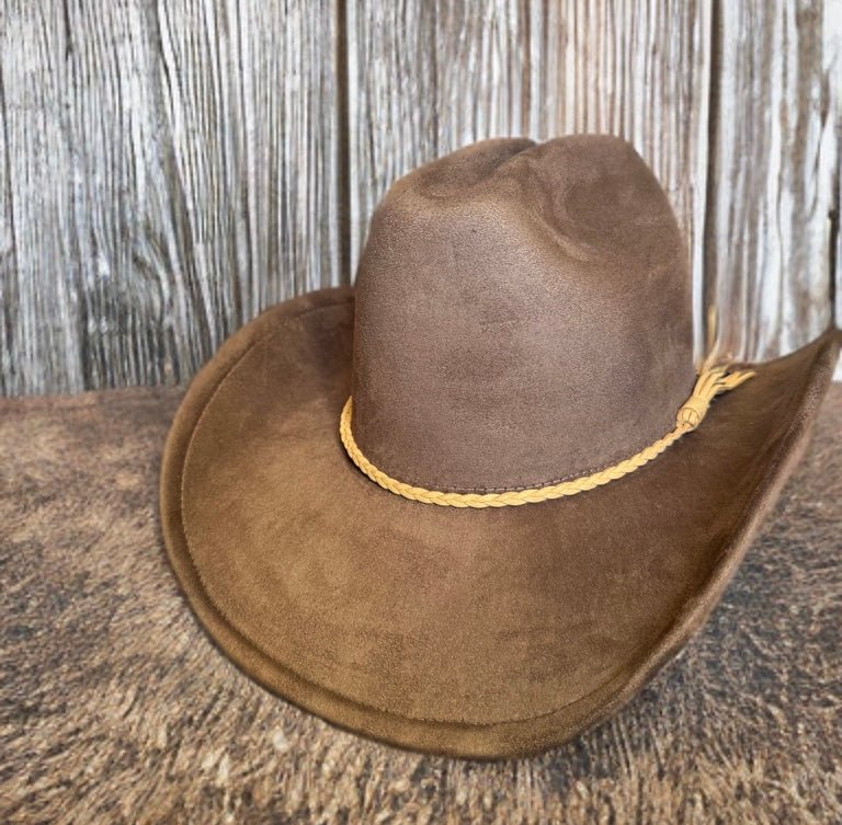 Vegan Suede Cowboy Hat Solid, Solid Cowboy Hat for Burning,Pinched Cowboy Hat, Rancher Hat, Hat for customization - AccessorizmeeWholesale