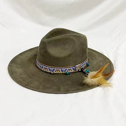 Vegan Suede Hat, Hat with Accessory, Hat for Burning, Wide Brim Hat, Rancher Hat, Hat for customization - AccessorizmeeWholesale