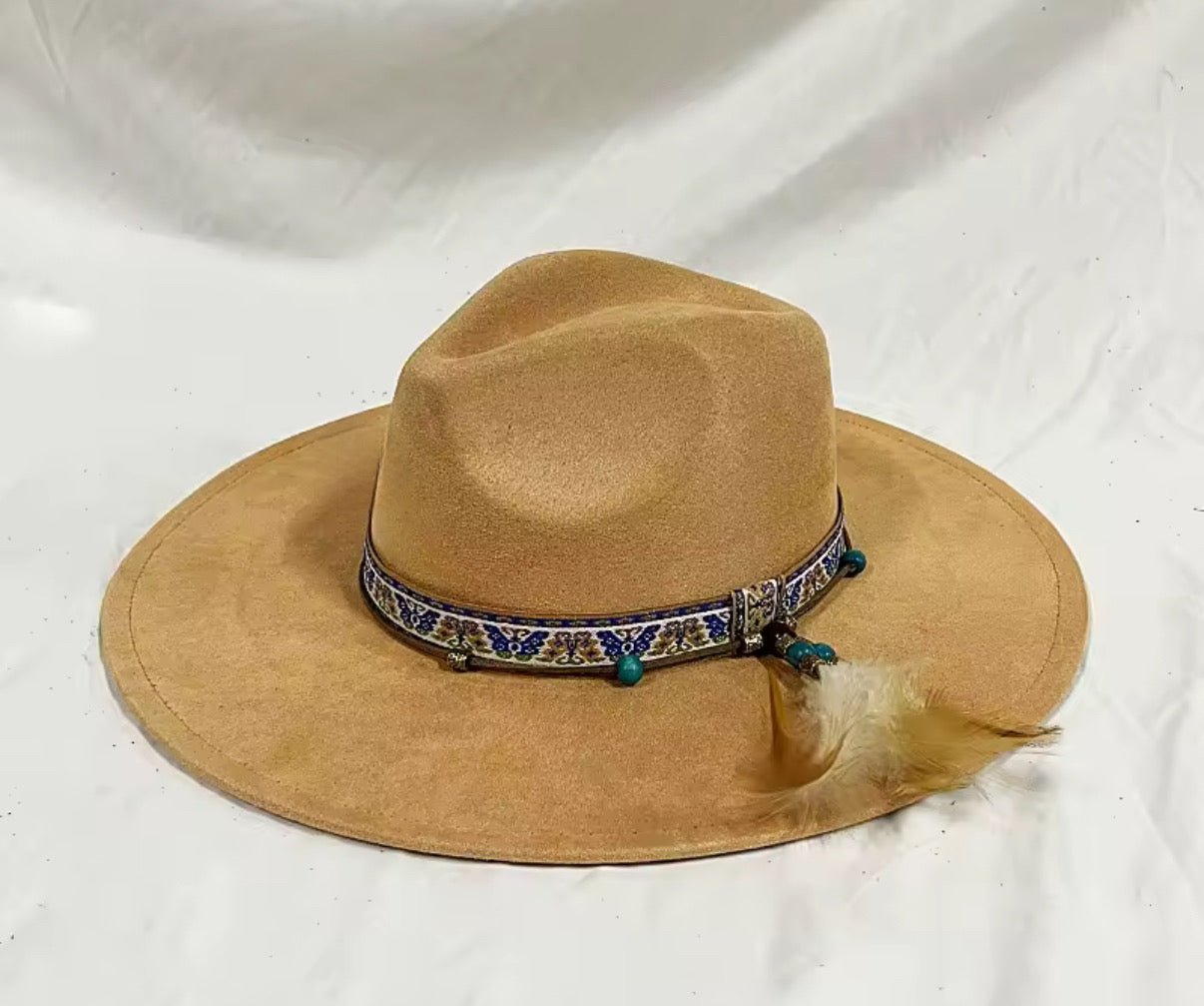 Vegan Suede Hat, Hat with Accessory, Hat for Burning, Wide Brim Hat, Rancher Hat, Hat for customization - AccessorizmeeWholesale