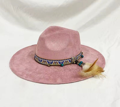 Vegan Suede Hat, Hat with Accessory, Hat for Burning, Wide Brim Hat, Rancher Hat, Hat for customization - AccessorizmeeWholesale