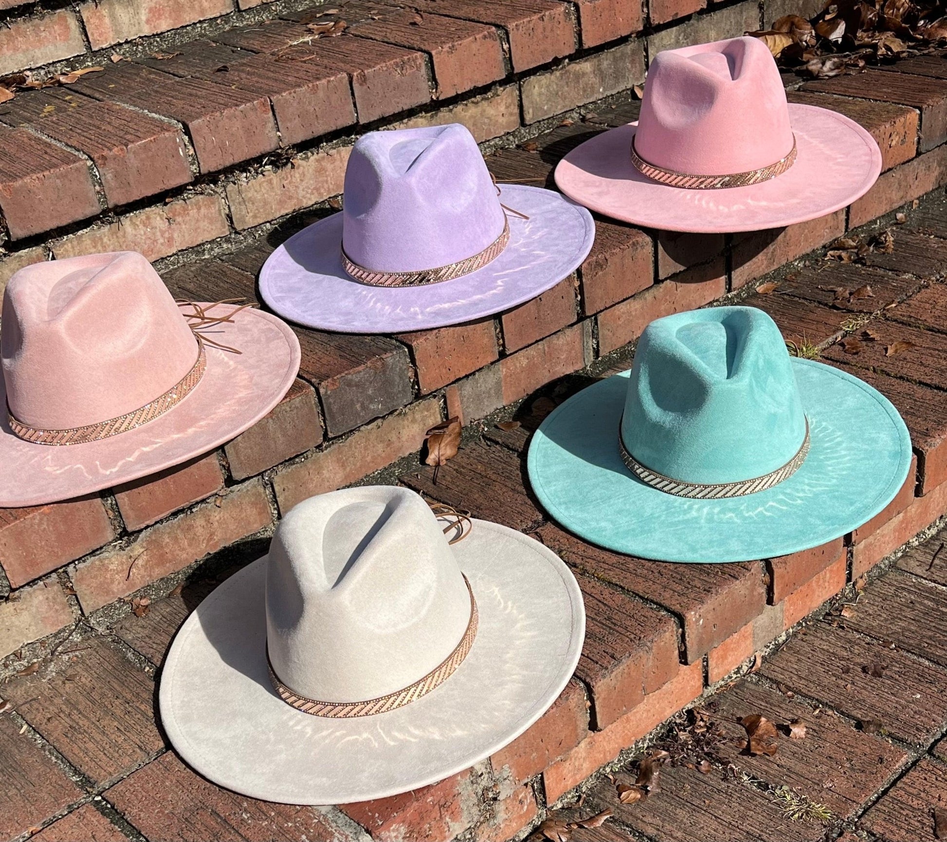 Vegan Suede Hat, Hat with Rose gold Accessory, Hat for Burning, Wide Brim Hat, Rancher Hat, Hat for customization - AccessorizmeeWholesale